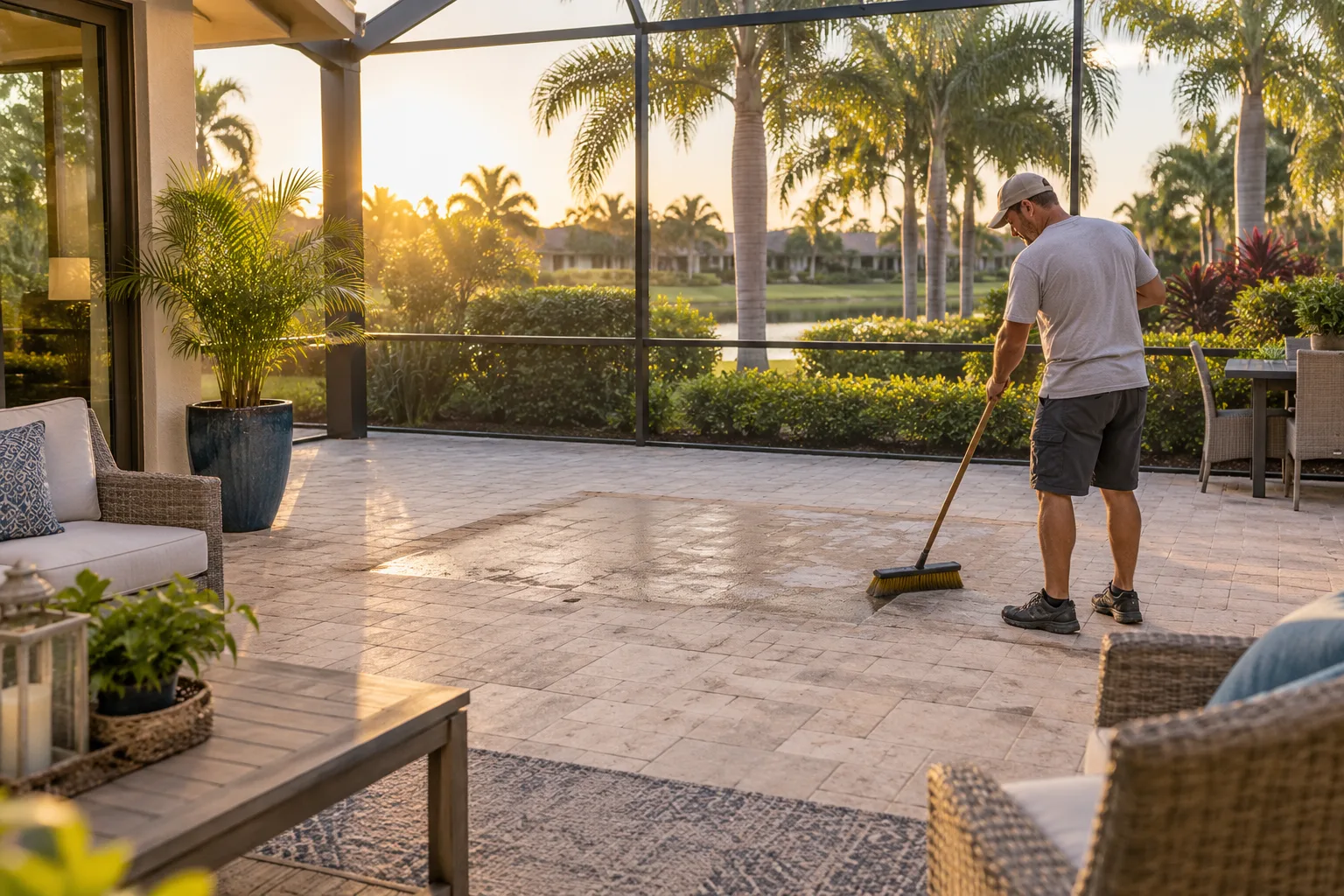 Cleared screened patio after removal